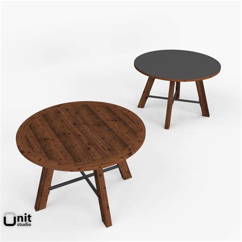 Zinc is softer than many materials, such as stainless steel, marble and granite, typically used for tabletops, and zinc can easily be damaged by vigorous chopping. Zinc-Top Railway Trestle Round Dining Table by 3D model 1