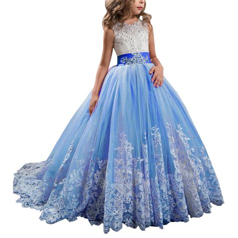 Buy Princess Lilac Long Girls Pageant Dresses Kids Prom Puffy Tulle