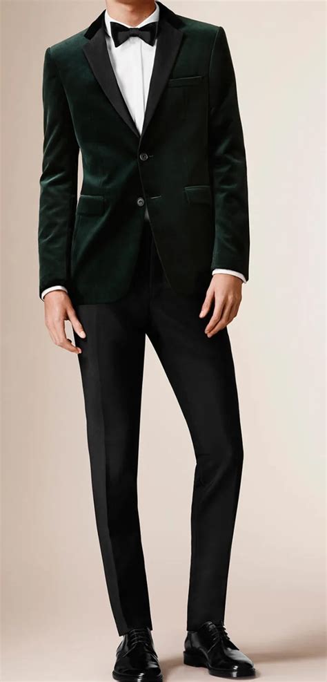 Mens Velvet Blazers Custom Made Slim Fit Dark Green Velvet Jacket Men