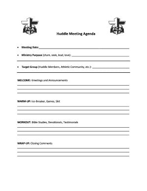 Huddle Meeting Agenda Fca Resources Fill And Sign Printable