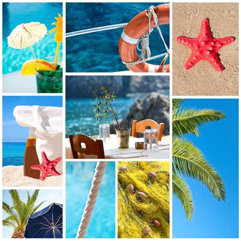 Collage Of Summer Beach Images Holidays Concept Stock Image Image