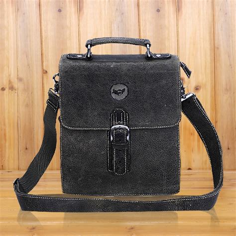 Vertical Leather Messenger Bag Iucn Water