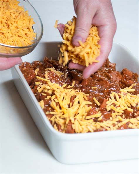 Next place your frozen tater tots in rows and columns. Tater Tot Chili Dog Casserole