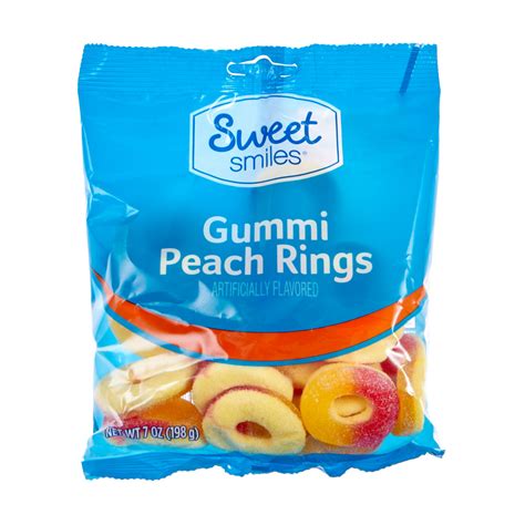Sweet Smiles Peach Gummi Rings 5 Oz