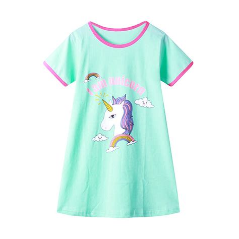 Unicorn Cotton Nightdress Little Teen Girl Pajamas Dresses Children