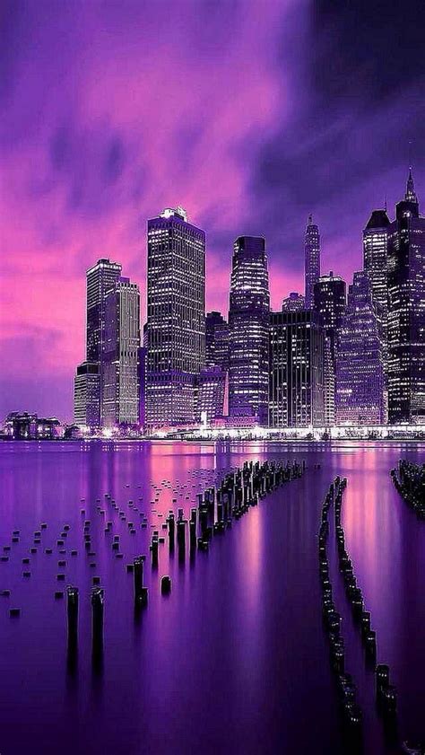 Anime City Purple Wallpapers Wallpaper Cave