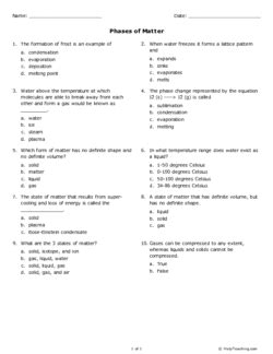 Help students follow the directions in the template (at bottom) to create their foldable. Phases of Matter (Grade 10) - Free Printable Tests and ...