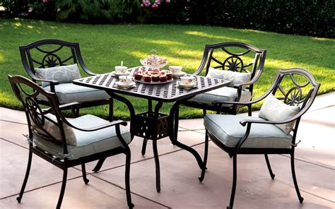 Buying the best patio furniture is an easy task. Patio Furniture Cast Aluminum Dining Set 36" Square Cafe ...