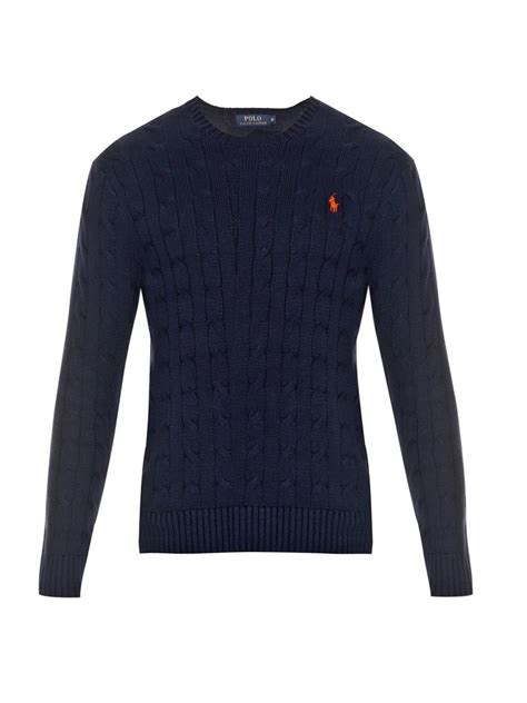 Lyst Polo Ralph Lauren Cable Knit Cotton Sweater In Blue For Men