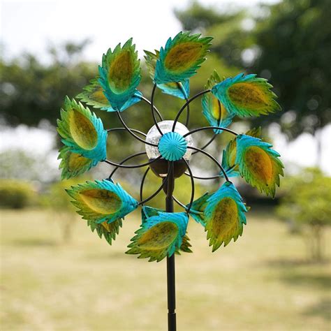 Metal Solar Wind Spinner On A Pole Kinetic Garden Wind Etsy