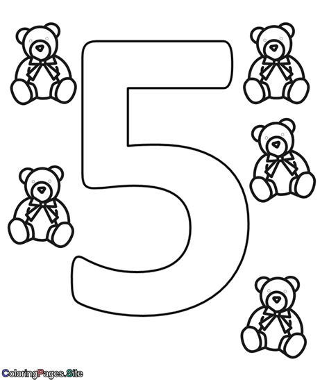 The Number Five Online Coloring Page