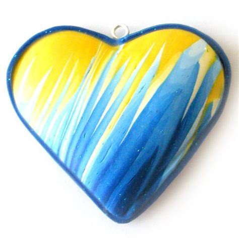 Blue & Yellow Heart Pendant | Blue yellow, Yellow, Heart