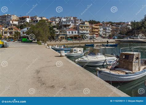 Panoramic View To The Port Of Limenaria Thassos Island East Macedonia