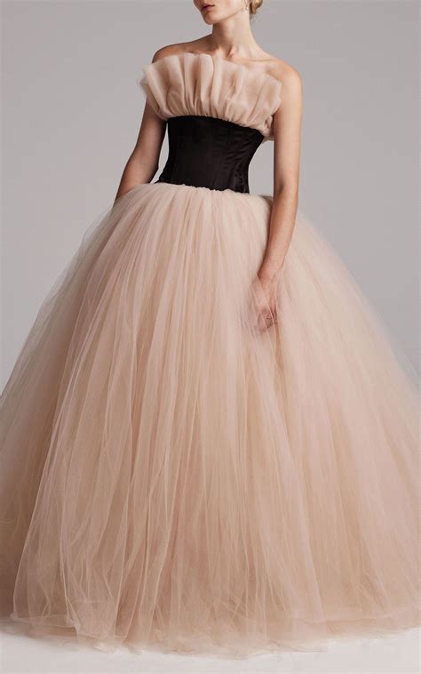 Tulle Ball Gown With Waist Corset By Elizabeth Kennedy For Preorder On