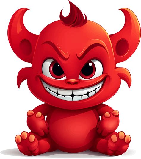 Ai Generated Cute Red Devil Cartoon Clipart With Isolated Background