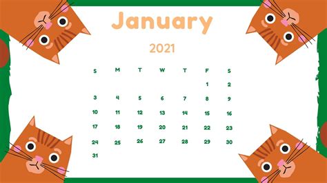 Cute Printable January 2021 Calendar Bmp Re