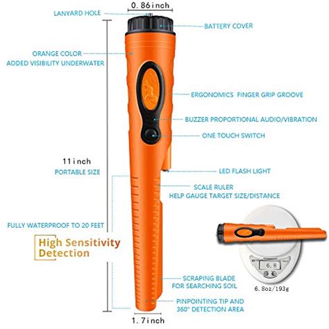 Fully Waterproof Pinpoint Metal Detector Pinpointer 360 Search