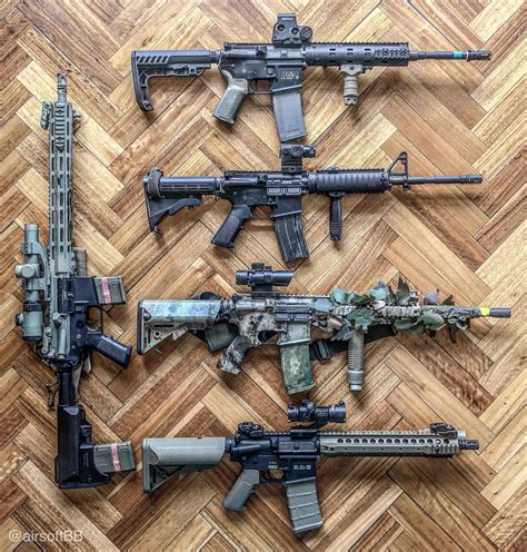 first series of my airsoft gun collection today long m4 s every week a new group photo r