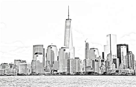 New york city skyline silhouette. New York City Skyline Drawing Digital Art by Craig Fildes