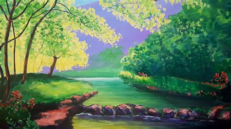 How To Painting A Beautiful Scenery By Poster Colour Easy Learning