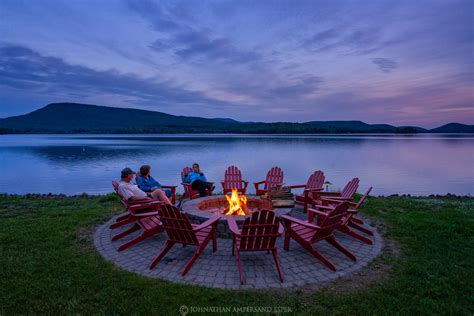 Lake Pleasant Lodge Lakeside Campfire Ring And Adirondack Chairs Circle