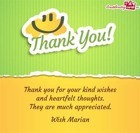Thank You For Your Kind Wishes Free Cards