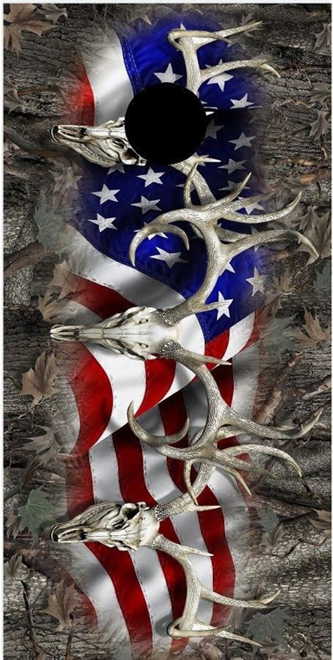 Deer Buck Skull Hunting Oak Camouflage American Flag Cornhole Etsy