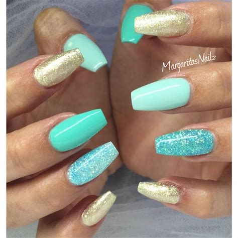 Mint Green And Gold By Margaritasnailz From Nail Art Gallery Gold