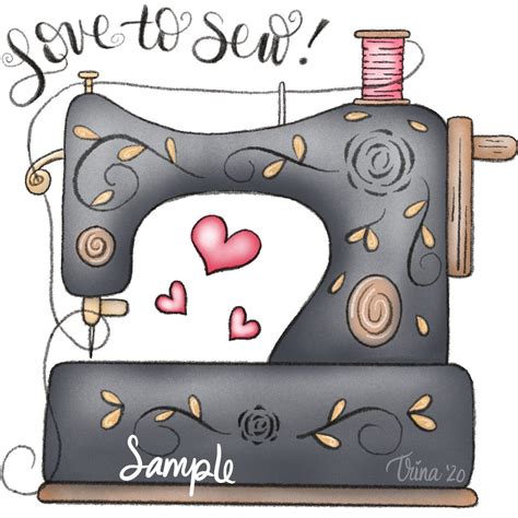 Love To Sew Sewing Machine Png Clipart Commercial Use Instant Digital