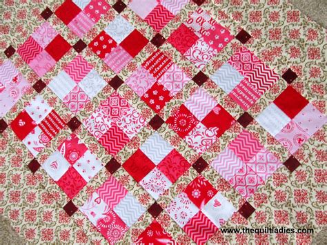 Red Four Patch Quilt Table Topper By The Quilt Ladies Beth Ann Doing