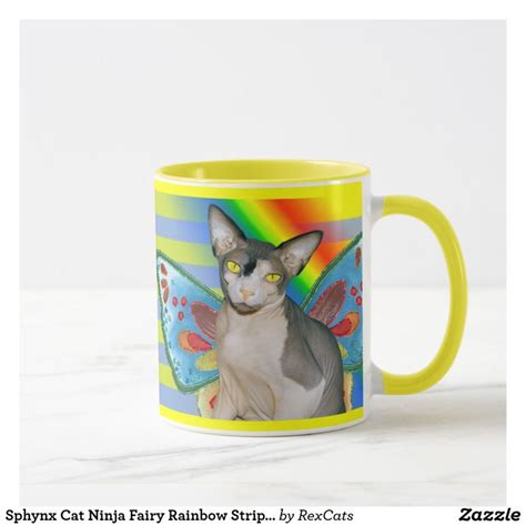 Sphynx Cat Ninja Fairy Rainbow Stripe Party Mug Mugs Cat Mug