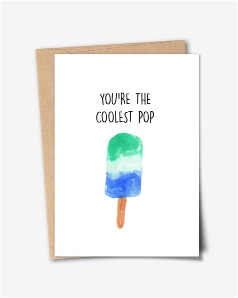 Printable Card Youre The Coolest Pop Popsicle Birthday Card For Dad