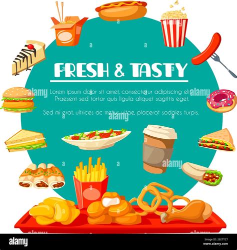 Fast Food Restaurant Or Fastfood Cafe Poster Of Burgers Hot Dog