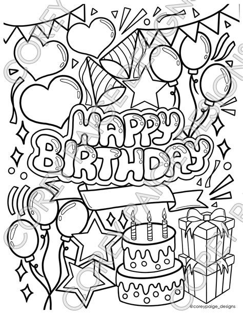 free birthday coloring pages printable