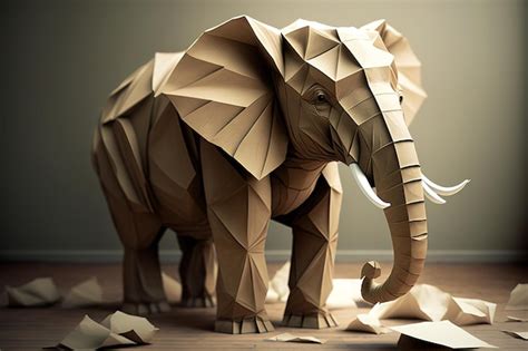 Premium Ai Image Image Of Paper Origami Art Handmade Paper Elephant
