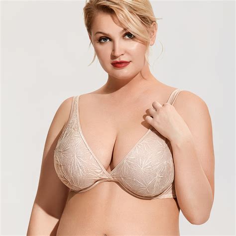 Aisilin Womens Lace Bra Plus Size Unlined Underwire Sexy Plunge Ebay