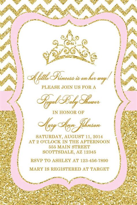 Princess Baby Shower Invitation Blush Pink Gold Baby By Honeyprint