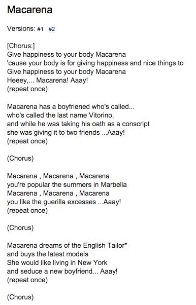 Macarena Lyrics