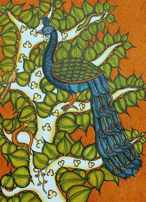 Mayuram Peacock Traditional Kerala Mural Painting Art Print Lupon