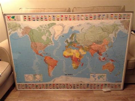 Large Michelin World Map Picture Board Framed Art Education Children