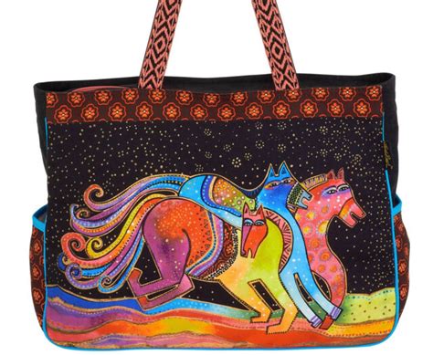Laurel Burch Colorful Horses Oversize Tote Bag Caballos Colores Travel