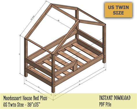 Decide between a standard new double. Montessori Toddler House Bed Frame, US Twin Size Kids Bed ...