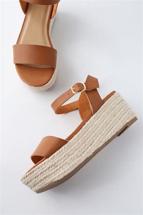 Cute Tan Sandals Espadrille Sandals Flatform Sandals