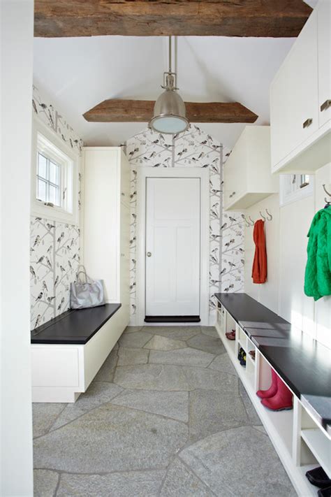 Mudroom Wallpaper - Transitional - laundry room - TR Building & Remodeling