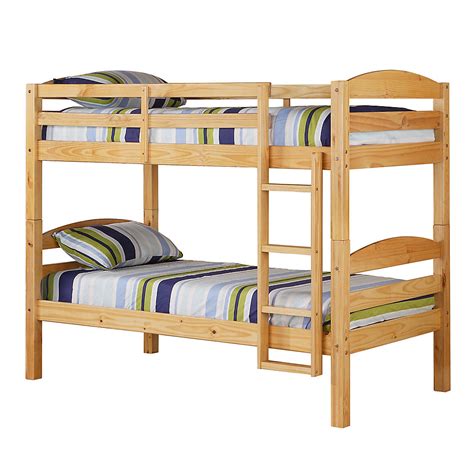 Walker Edison Classic Solid Wood Twin Over Twin Bunk Bed Natural