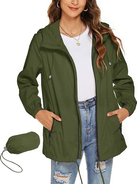 Avoogue Womens Waterproof Raincoat Lightweight Breathable Rain Jacket
