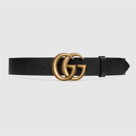Black Textured Leather Belt With Brass Double G Buckle Gucci Nz