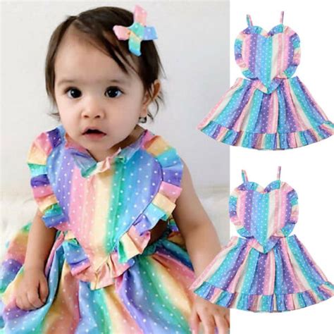Baby Girl Toddler Sleeveless Splice Princess Party Rainbow Dress