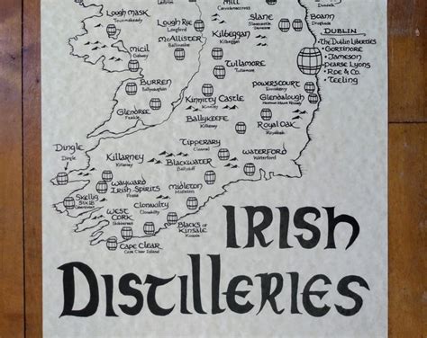 Ireland Distilleries Map Etsy