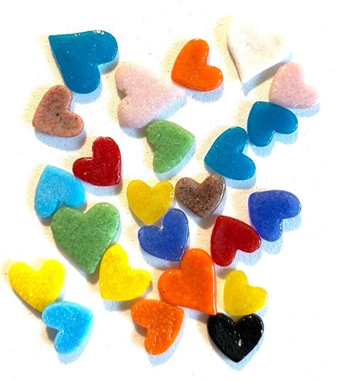 Coe 96 Fused Glass Hearts Mixed Colors 3 8 To 1 2 Pack Of 24 Etsy